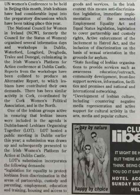 Enlarged extract of "Irish Lesbian Voices at Beijing", from Gay Community News, No. 77. September 1995.